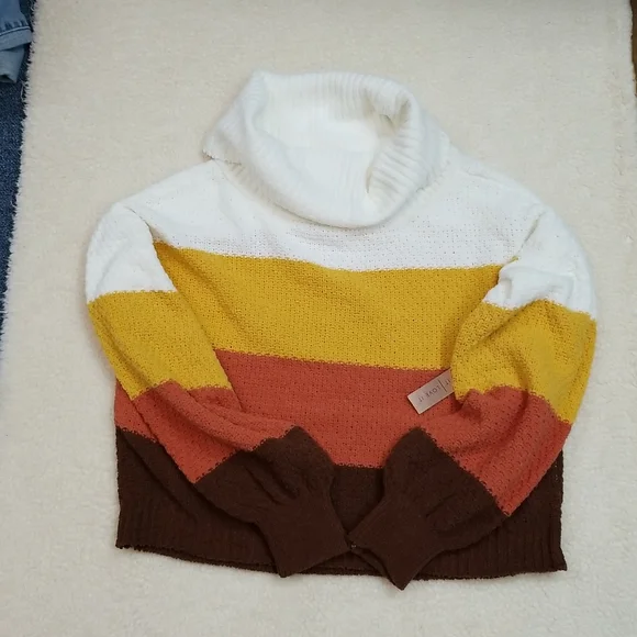 Almost Famous Sweater Earth tone Stripes - Picture 2 of 9